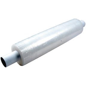 Introducing the Sparex Pallet Wrap, part number S.22674, measuring 400mm x 300M. This transparent plastic wrap features white end caps and is perfect for packaging or covering items to keep them protected and fresh. Ideal for a variety of uses, this versatile product ensures your goods remain secure and maintained in optimal condition.