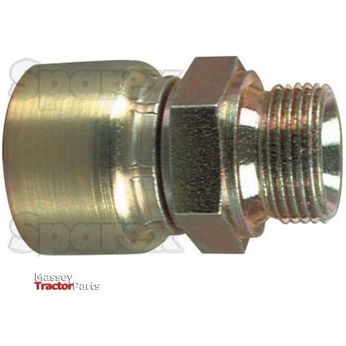 The Parker BSP Hose Insert 5/8'' x 3/4'' x 14'' Male Straight - S.3111210 by Sparex is a metallic hydraulic coupling adapter with a threaded male end and a hexagonal nut, suitable for use in tractor parts.