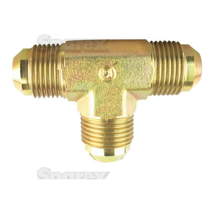 The Sparex Hydraulic Tee Adaptor (Part No. S.12034) features three 7/8'' JIC male threaded ends for connecting tubing in plumbing or industrial applications, compatible with Parker standards.