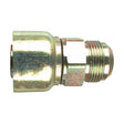 Close-up of a Parker JIC 37° Hose Insert 1/2" x 7/8" x 14" Male Straight - S.3211408 from Sparex, featuring a brass hydraulic hose fitting with a threaded male end and a smooth, cylindrical female end, showcasing intricate details. For detailed product specifications and manufacturer information, please refer to the provided documentation.