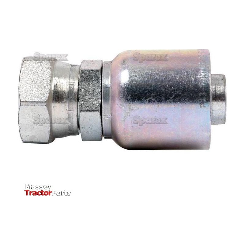 A Parker JIC Hose Insert 5/8'' x 1 1/16'' x 12'' Female Straight Swivel (model S.7221710) from Sparex is shown against a white background. The "Massey Tractor Parts" logo is visible in the corner, highlighting this precisely engineered and durable fitting.