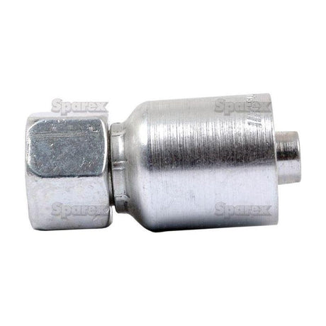 Close-up of a Parker Metric Hose Insert 1/2'' x M26 x 1.50 Female Straight Swivel Light Series - S.7322608 from Sparex, featuring a hexagonal nut end and a cylindrical body.