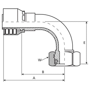 Parker Metric  Hose Insert 1/2'' x M24 x 1.50  Female 90Â° Swept Swivel Heavy Series - S.3432408 - Farming Parts