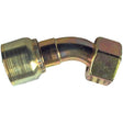The Parker Metric Hose Insert 1/2'' x M26 x 1.50 (18L) Female 135° Swept Swivel Light Series - S.3342608 by Sparex, features a metal fitting with a swept elbow and suitable for various plumbing applications.