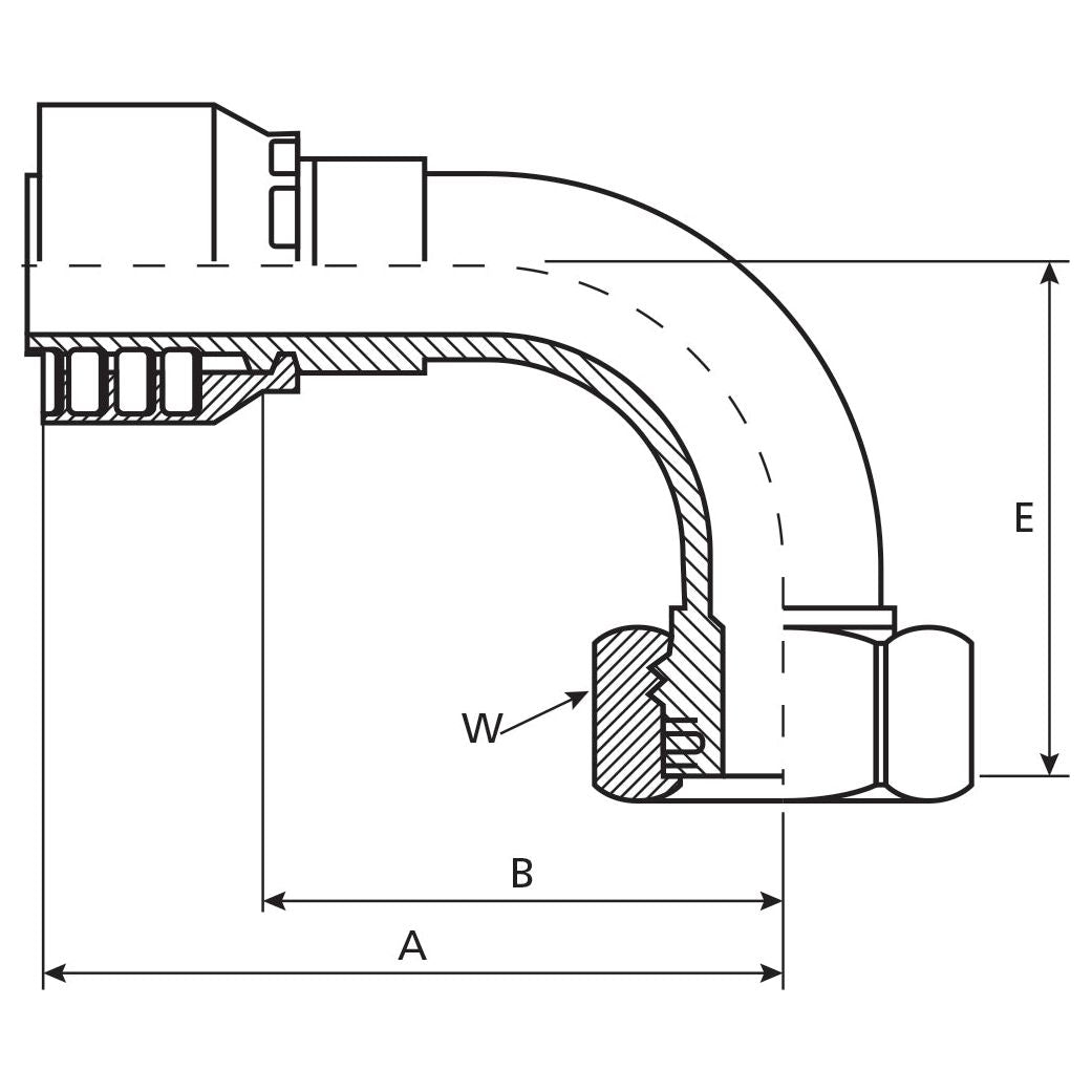 Parker Metric  Hose Insert 1/4'' x M14 x 1.50  Female 90Â° Swept Swivel Heavy Series - S.3431404 - Farming Parts