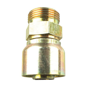 A close-up image of the Parker Metric Hose Insert 3/8'' x M20 x 1.50 Male Straight Heavy Series - S.3412006 by Sparex, featuring a metallic hexagonal connector fitting with a threaded section at the top, suitable for various applications.