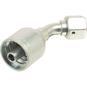 The Parker Metric Hose Insert 5/16'' x M14 x 1.50 Female 135° Swept Swivel Light Series - S.3341405 by Sparex is a metal hose fitting designed with a 135-degree bend and a threaded connector, suitable for various applications. For detailed manufacture information and product specifications, please refer to the product manual.