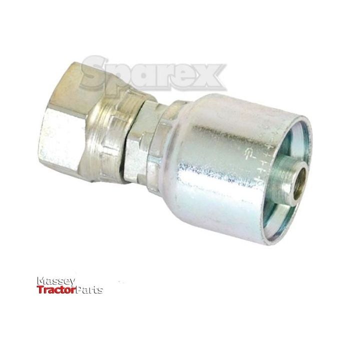 The Parker ORFS Hose Insert 3/8'' x 11/16'''' Female Straight Swivel (Short) - S.3841106 is a metal hydraulic hose fitting with a hexagonal nut on one end and a rounded connector on the other, featuring a straight swivel design. The word "Sparex" is visible in the background.