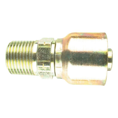 The Parker BSPT Hose Insert 3/8'' x 3/8'' x 19'' Male Straight Taper - S.3810606 by Sparex is a metallic hydraulic hose fitting with a BSPT thread type and a smooth cylindrical body, designed for connecting hose assemblies in hydraulic systems.
