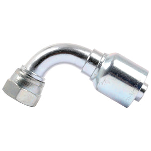 The Parker JIC 37° Hose Insert, from Sparex, is a 1 Piece Fitting that features a metallic hydraulic fitting with a reliable JIC thread type, designed with a 90-degree bend and a hexagonal nut at one end. The part number for this component is S.7231408 and it is sized at 1/2'' x 7/8'' x 14'' Female (Short).