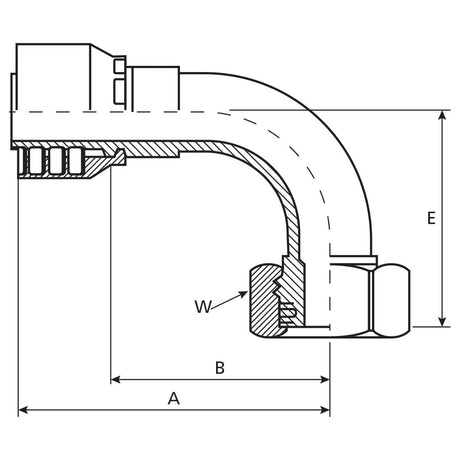 Parker Metric  Hose Insert 3/8'' x M22 x 1.50  Female 90Â° Swept Swivel Heavy Series - S.3432206 - Farming Parts