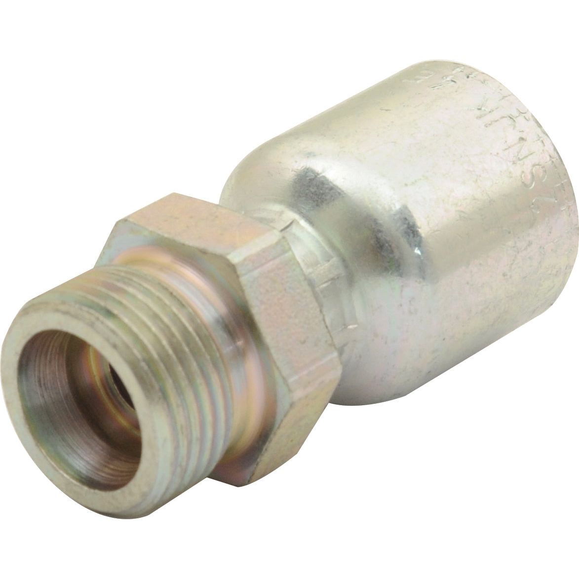 The Parker Metric Hose Insert 5/16'' x M20 x 1.50 Male Straight Heavy Series - S.3412005 by Sparex features a metal adapter with a threaded connection on one end and a smooth cylindrical shape on the other, making it suitable for plumbing or hydraulic applications.