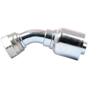 The Parker ORFS 37° Hose Insert from Sparex, model S.7242112, is a metal hose fitting with a 135° swept elbow designed for attachment to hydraulic or pneumatic systems, featuring an ORFS thread type and measuring 3/4'' x 1 5/16'' x 12''.