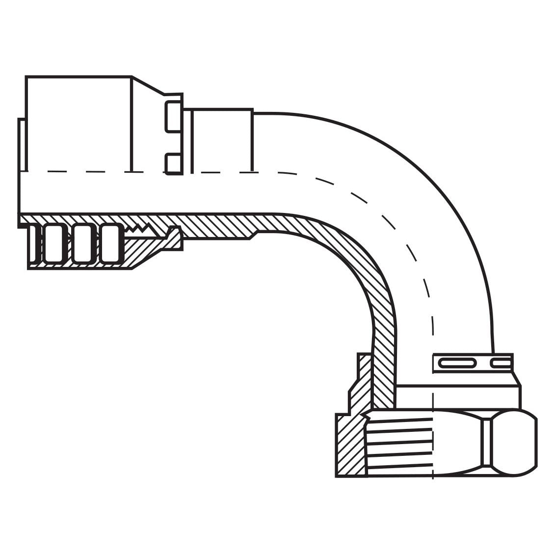 Parker ORFS Hose Insert 3/4'' x 1 3/16'' x 12'' Female 90Â° Swept Swivel - S.3881912 - Farming Parts