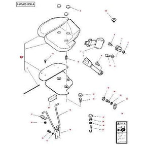 Exploded view diagram of various components and hardware for assembly, with each part labeled with a number. There is also a reference to the AGCO Massey Ferguson Passenger Seat (Plastic Seat Part Only) - 3813649M93.