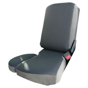A grey and black office chair seat and backrest, reminiscent of an AGCO Fendt Passenger Seat Cover - X991450030000, featuring a reclining mechanism and armrests.