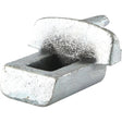 Close-up of a PAVT Clamp (Sparex Part No.S.41324) with a rectangular hole and a protruding ridge on one side, resembling a Massey Ferguson part. The surface appears rough and unfinished.