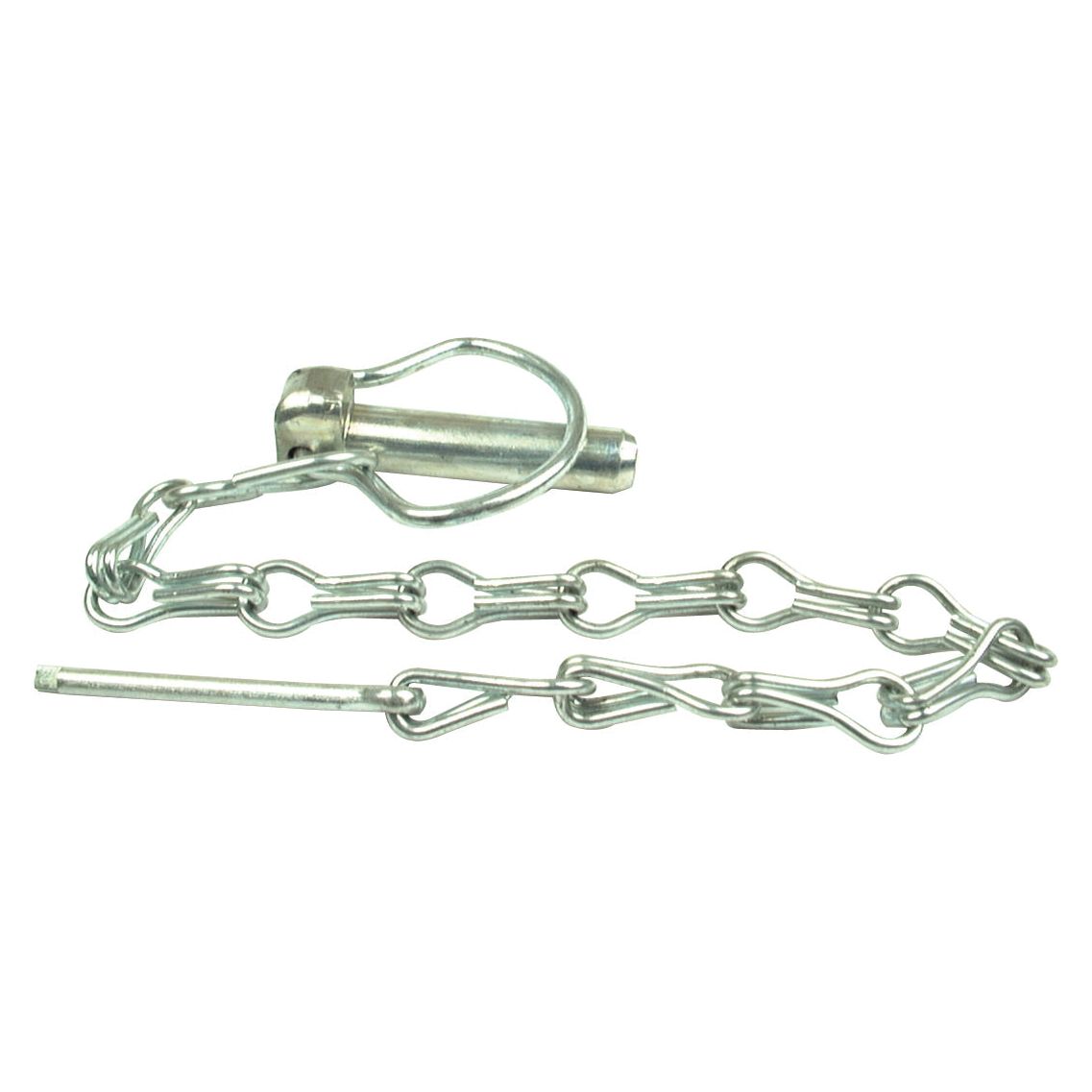 A Pear Linch Pin, Chain & Cotter Pin Assembly (Sparex Part No. S.26) featuring a Ø6mm metal quick release pin attached to a pear-type steel chain with several looped links from the Sparex brand.