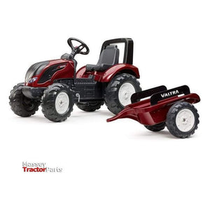 Pedal Tractor with Trailer, Metallic Red - V42801800-Valtra-Els PW 17955,Merchandise,Model Tractor,Not On Sale,ride on,Ride-on Toys & Accessories