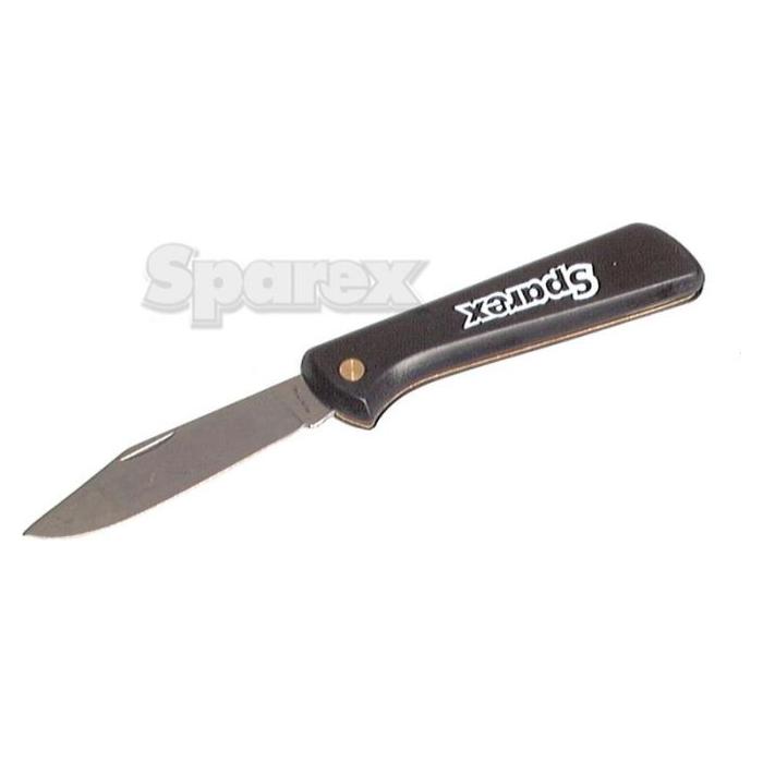 A Penknife Black featuring a black plastic handle with the "Sparex" brand name proudly displayed. The stainless steel blade is partially extended, showcasing its precision craftsmanship. (Sparex Part No.S.14617)