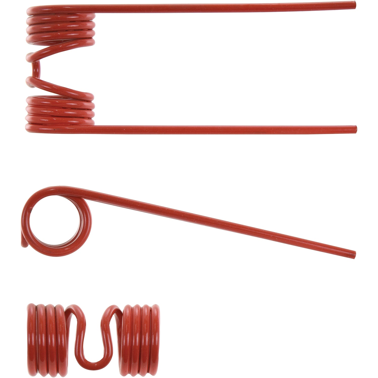 The Sparex Pick-Up Tine, a red double torsion spring with two coiled ends and straight arms, is shown from the side, top, and bottom views against a white background. For detailed outer diameter (Ø) of 5mm and other product specifications such as its length of 190mm and width of 69mm, refer to the Grange & Walter catalog. This part serves as a replacement for Welger model number 0940522900 and is listed under Sparex Part No. S.78179.