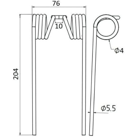 Pick-Up Haytine - - -  Length:204mm, Width:76mm,⌀5.5mm - Replacement for Welger
 - S.78970 - Massey Tractor Parts