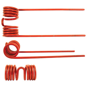 Four Pick-Up Tines from Sparex, each with an extended straight section, arranged in a vertical and horizontal manner, reminiscent of classic designs by Grange & Walter. Product Details: Length: 204mm, Width: 76mm, Ø5.5mm - Replacement for Welger To fit as: 0940530200 | Sparex Part No. S.78970.