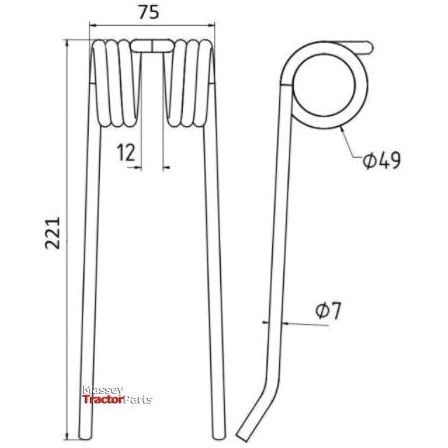 Pick-Up Haytine - - -  Length:221mm, Width:75mm,⌀7mm - Replacement for Rivierre Casalis, Vicon
 - S.78966 - Massey Tractor Parts