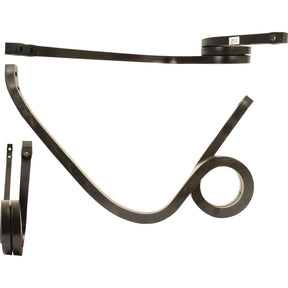 Various black metal suspension springs and components, including the Pigtail tine - 30x30x630 LH (High Clearance) by Sparex (Part No. S.78688), tailored for Universal Tractors, arranged on a white background.