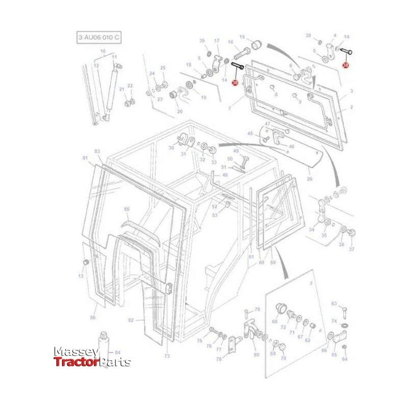 Massey Ferguson Pin Hinge - 3901118M1 | OEM | Massey Ferguson parts | Cab Trim-Massey Ferguson-Cab Glass & Glazing Tools,Cabin & Body Panels,Farming Parts,Tractor Parts