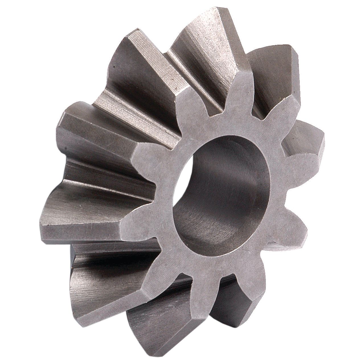 A metallic bevel gear featuring ten angled teeth and a central hole, the Sparex Pinion Gear (Part No. S.40910) is ideal for use in Massey Ferguson differential systems.