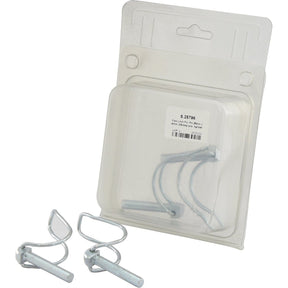 A package containing two metal Pipe Linch Pins, each measuring Ø8mm x 45mm, with two separate pins displayed in front of the Sparex Agripak packaging (Sparex Part No. S.25796).