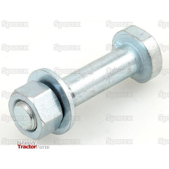 A Pipped Wheel Bolt, 5/8'' x 2 7/8'' (UNF), Sparex Part No.S.4352 is presented against a white background with subtle logos in the backdrop. The bottom left corner features text indicating "Massey Tractor Parts," highlighting its compatibility as a Sparex component.