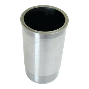 A silver metal cylinder with an open top and a smooth surface, viewed from an angle. This Piston Liner (Finished), bearing Sparex Part No.S.31647 and featuring a 106.5mm bore, could be a perfect fit for John Deere machinery.
