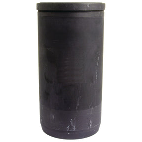 A tall, cylindrical black ceramic or stone container with a round lid on top. The surface has some visible smudges and marks, reminiscent of the rugged durability seen in Sparex Piston Liner (Finished) | Sparex Part No. S.43387 equipment.
