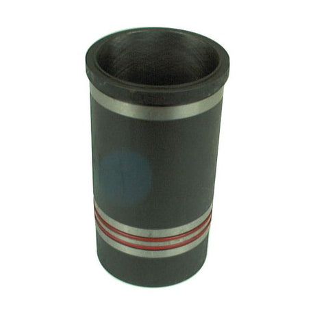 The Sparex Piston Liner (Finished) | Sparex Part No.S.60297 is a cylindrical metal tube, standing 180mm in height, featuring two red bands and a single white band near the base. Its interior appears hollow and dark.