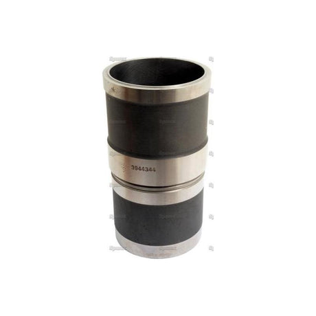 A cylindrical mechanical component, identified as a Sparex Piston Liner (Finished) with part number S.67978, featuring metal bands at the top and bottom and serial number "3944344" displayed on its side. The surface is a combination of metal and dark material, characteristic of New Holland or Case IH machinery.