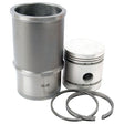 The Sparex Piston Ring and Liner Kit (Sparex Part No.S.42276), featuring a piston, cylinder sleeve, and 87mm bore piston rings for an internal combustion engine, is displayed against a white background and is ideal for Massey Ferguson models.