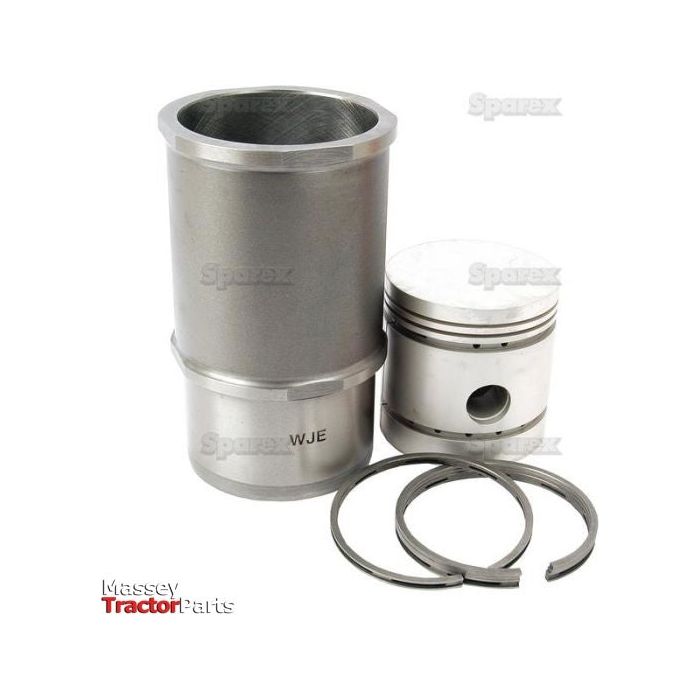 A set of silver tractor engine parts, including a cylinder, piston, and piston rings with an 87mm bore, labeled "Massey Tractor Parts" and Sparex Part No. S.42276. This complete Piston Ring and Liner Kit by Sparex ensures optimal performance for your equipment.