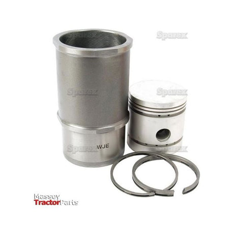 A set of silver tractor engine parts, including a cylinder, piston, and piston rings with an 87mm bore, labeled "Massey Tractor Parts" and Sparex Part No. S.42276. This complete Piston Ring and Liner Kit by Sparex ensures optimal performance for your equipment.