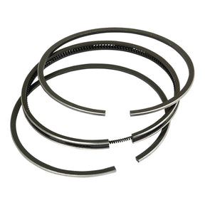 A chrome-plated ring set, featuring three metal piston rings arranged in a spiral pattern on a white background, known as the Piston Ring | Sparex Part No.S.40421 from Sparex.
