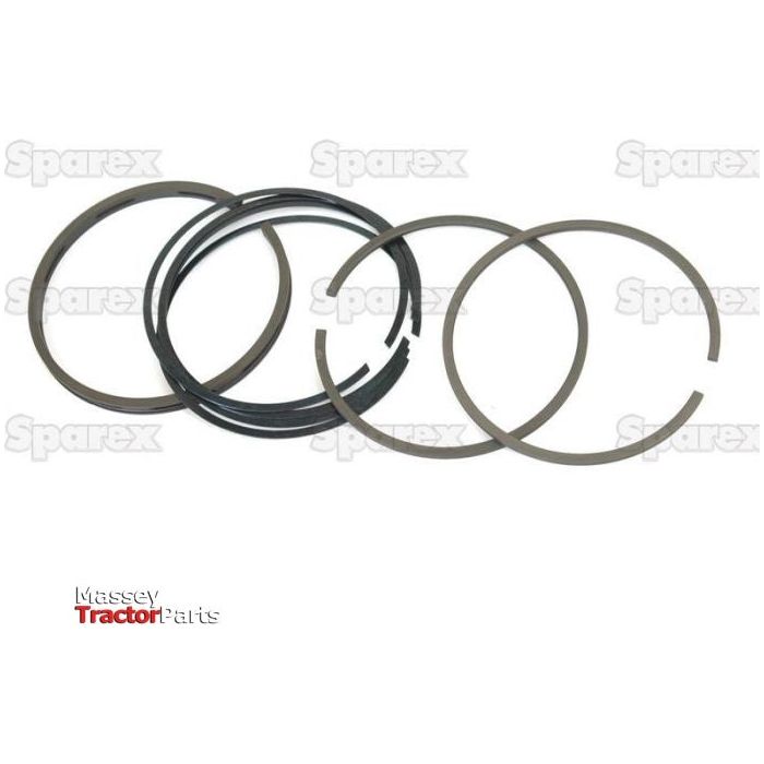 A set of piston rings for engine parts is presented as part of the Sparex Piston Ring and Liner Kit (Sparex Part No.S.40429). The kit is arranged in a slightly overlapping circular formation, featuring the "Sparex" logo prominently in the background and "Massey Ferguson Tractor Parts" in the corner.