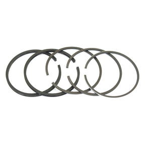 Five black piston rings, compatible with a 23C 4 Cyl Diesel Engine, from the Sparex brand (Part No. S.42135), are neatly arranged on a white background.