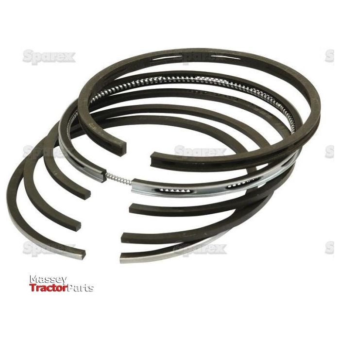 A set of chrome-plated Piston Rings (Sparex Part No.S.57635) displayed in a spiral arrangement against a white background, with the Sparex logo in the bottom left corner.