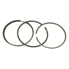 Three chrome-plated metal piston rings of varying thicknesses, arranged side by side on a white background, showcasing the premium Piston Ring set by Sparex (Part No. S.62026).