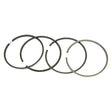 Four metal piston rings, including Chrome Plated Rings, are arranged in a staggered line on a white background, showcasing their varying designs and thicknesses. These rings, compatible with Ford New Holland Tractors, highlight Sparex's dedication to quality under the product name Piston Ring (Sparex Part No.S.65995).