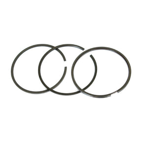 Three Sparex Piston Rings (Sparex Part No. S.72160) arranged side by side, each with a narrow gap, and featuring chrome-plated black finish.