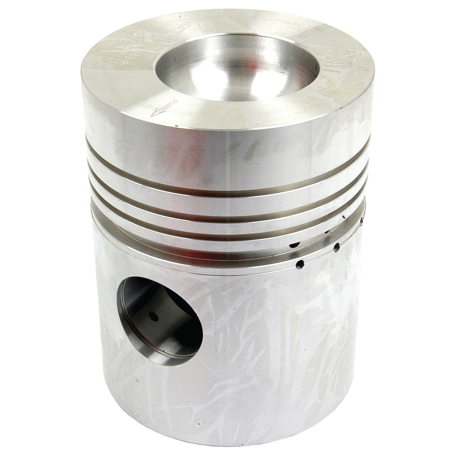 A Sparex piston (Standard) S.40407, made of silver metal, featuring three horizontal grooves and a circular hole near the bottom, displayed on a white background.