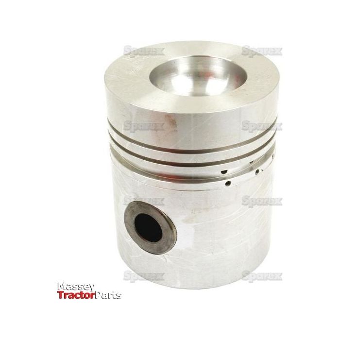 A standard metal piston with grooves and a hole, typically used in automotive engines, is displayed against a white background. The logos for Massey Tractor Parts, Perkins, and Sparex are visible. This piston is listed under Sparex Part No.S.40408.