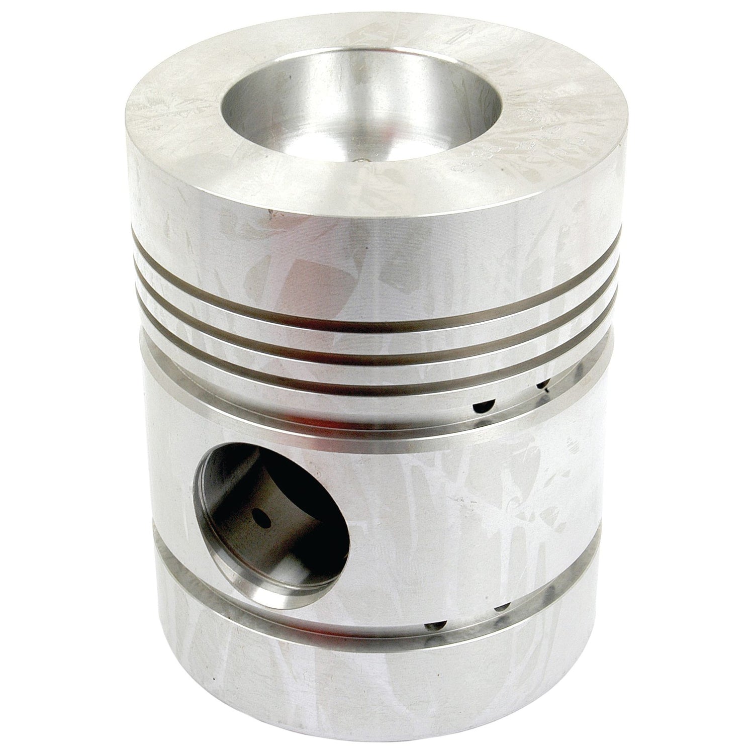 The Sparex Piston (Standard) - S.40412 is a silver metal piston with circular grooves and a central hole, featuring an optimal compression height, used in engine components.